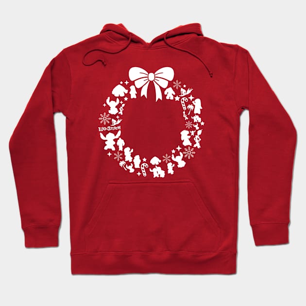 Lilo And Stitch Christmas Wreath Pattern Hoodie by Rebus28